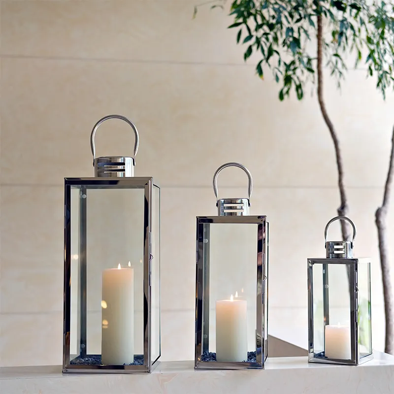 Stainless Steel Lantern For Indoor And Outdoor Decoration Stainless Candle Lantern For Home Decor