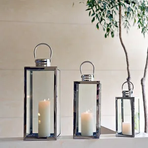 Linterna de acero inoxidable para decoración de interiores y exteriores, farol de vela inoxidable para decoración del hogar