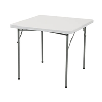 Table pliante simple en HDPE blanc moulé par soufflage pour l'extérieur, table portable carrée, table pliante carrée
