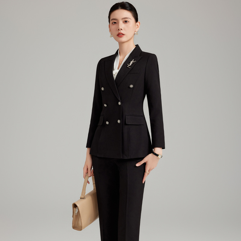 Black suit trousers brooch