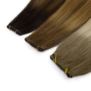 12a新しい天才横糸ヘアエクステンション100% レミーヘアバージンヨーロッパの二重描画マシンPu手織り横糸人毛エクステンション - Product Image 1