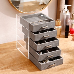 Top Selling Custom <b>Clear</b> Acrylic Jewelry Organizer 5 Drawer Ring Necklace Earring <b>Box</b> for Storage and Display - Product Image 4