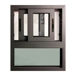 Soundproof Sliding Thermal Break Aluminum Windows Modern Black Double Glazing Windows