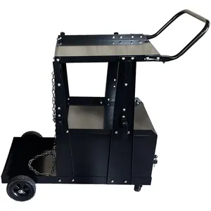 Three-Tier Heavy Duty Welding Cart Welding Machine Trolley Cart Welding Tool Cart With Chain Handle Cabinet