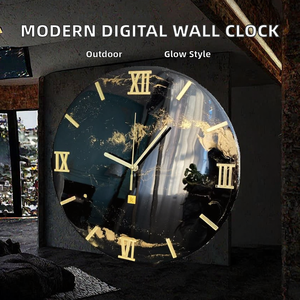 Horloge murale moderne en résine, ronde, décorative, avec chiffres romains dorés, pour salon, chambre, bureau et restaurants - Product Image 2
