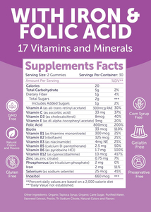 OEM Yetişkin Doğum Öncesi Vitaminleri Jelibonları Demir, Folik Asit ve Kolin İçeren - Günlük 60 Adet Jelibon Takviyesi - Product Image 2
