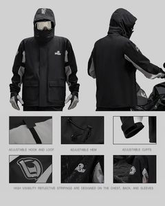 Traje de <span class=keywords><strong>Lluvia</strong></span> para Motocicleta para Hombre, Impermeable, Cortavientos, Transpirable, con Capucha Reflectante, Cierre de Cremallera, para Senderismo al Aire Libre, con Logotipo, Color Negro - Product Image 5