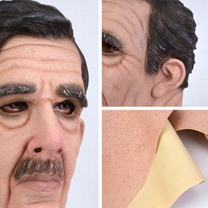 Scary Realistic Full Face Balding Old Man Mask para adultos Máscara <span class=keywords><strong>de</strong></span> fiesta <span class=keywords><strong>de</strong></span> Halloween en látex negro - Product Image 4