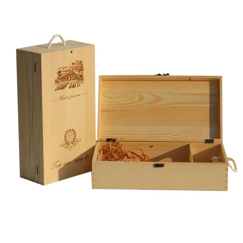 Custom Hot Sales 2 Flessen Pine Wine Geschenkverpakking Verzending Verpakking Cadeau Opbergdoos