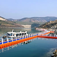 Plateforme flottante modulaire en PEHD pour quai, système robuste pour marinas, lacs et rivières, couleurs bleu, orange, gris - Fournisseur BT Factory