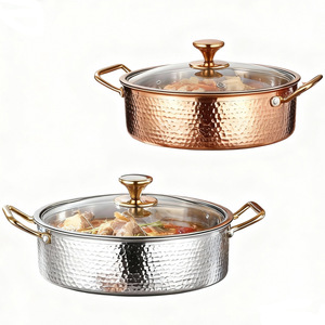Golden Hammer Pattern Hot <b>Pot</b> 304 Stainless Steel Yin Yang <b>Pot</b> 5L <b>Induction</b> Compatible Soup <b>Pot</b> - Product Image 2