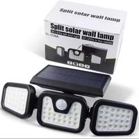 Lampe solaire de jardin moderne IP65 avec détecteur de mouvement, applique murale LED extérieure étanche 3 faces 74 LED