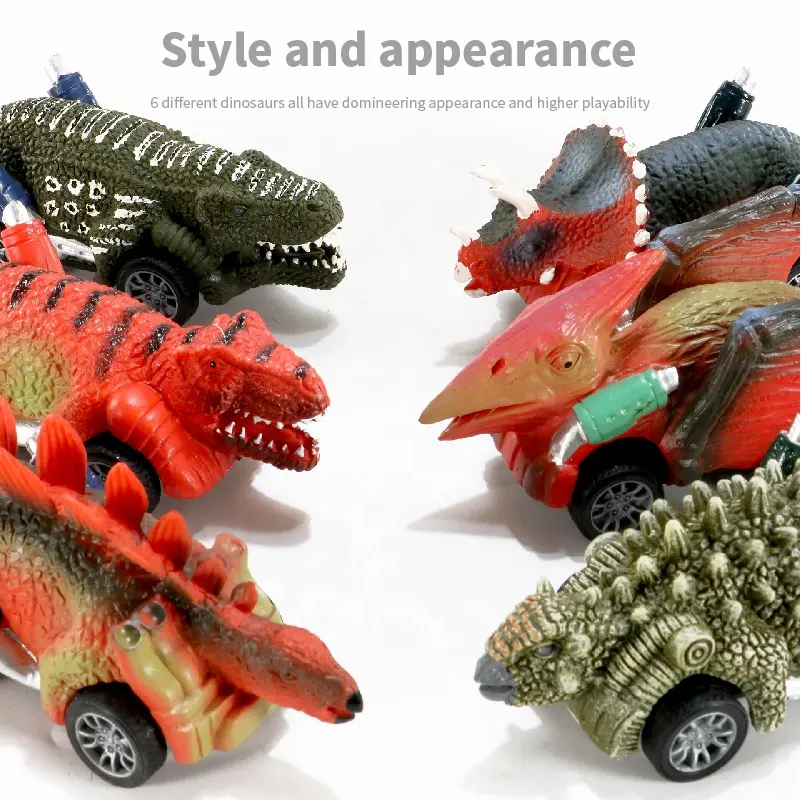 Dinosaur Toy Pull Back Cars 6 Pack Dino Toys for kids and Toddlers Boy Pull Back Toy Cars Dinosaur Games with T-Rex