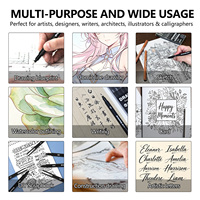 Lot de 6 stylos Microns noirs/bruns, feutres fins à pointe crochet, marqueurs de croquis, fournitures d'art imperméables, stylos pinceaux pour manga, bandes dessinées et écriture manuscrite