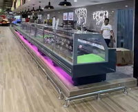 Vitrine réfrigérée à porte battante en verre droit pour la présentation de la viande fraîche