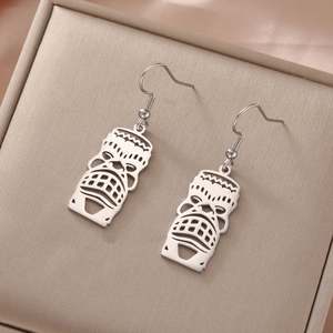 Pendientes Colgantes Retro Myshape con Tótem <span class=keywords><strong>Tiki</strong></span>, Cultura Tribal, Máscara de Pueblos Indígenas, Amuleto de Protección, Joyería de Acero Inoxidable - Product Image 1