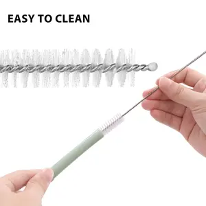 Ensemble de pailles en silicone flexibles et portables, droites et courbées, pour l'eau, le lait, les jus, avec brosses de nettoyage - Product Image 6