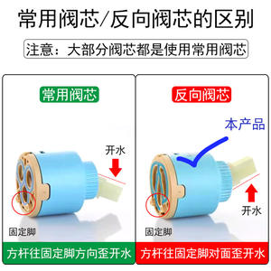 Accessoires de robinetterie pour évier de cuisine chaud et froid avec disque céramique à ouverture inversée de 40 mm, y compris le noyau de vanne inversée - Product Image 4