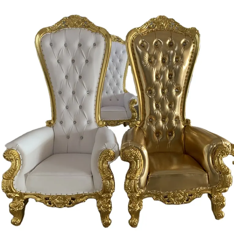wholesale customized bride and groom king throne chairs luxury high back for wedding banque