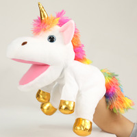 Marionnette Licorne en Peluche Courte pour l'Éducation Précoce, Jouet en Fibre de Polyester, Vente en Gros en Stock pour la Maternelle