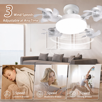 Ventilateur LED à douille E27, nouvelle arrivée, 4 têtes, silencieux, télécommande, 3 couleurs de lumière, installation facile pour dortoir et appartement