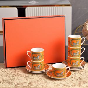 Tasse à café et à thé de l'après-midi de style européen, luxe léger, créative, en porcelaine osseuse, écologique, pour restaurant, cadeau - Product Image 1