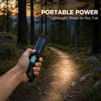 Lampe torche LED portable à énergie solaire, rechargeable, longue autonomie, lanterne d'urgence avec lumière COB, lampe de camping, de pêche et d'extérieur