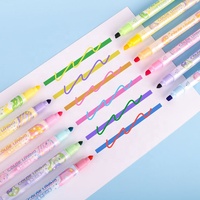 Lot de 6 surligneurs fluorescents double pointe multicolores pour carnet de notes, marqueurs double tête pour le soulignement des points clés, pour usage scolaire