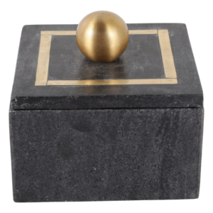 Scatola Portaoggetti Minimalista in Marmo con Coperchio Intarsiato in Ottone, Organizzatore per Gioielli, Decorazione Moderna per la Casa - Product Image 2