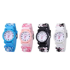 Konijn Roze Aangepaste Logo Plastic Horloge Draagbare Apparaten Waterdicht Horloge Fabrikant Educatief Speelgoed Horloge Cadeau