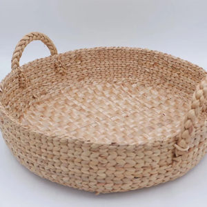 Bandeja Redonda Tejida a Mano de Jacinto de Agua, Cesta Decorativa de Fibra Trenzada para Organización de Cocina y Escritorio - Product Image 1