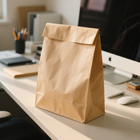 Sac en papier kraft personnalisable à fond carré, support de logo dégradable écologique pour emballage à emporter, salade de sushi épaissie