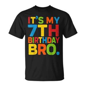 T-shirt en blocs de construction pour garçons de 7 ans, cadeau d'anniversaire - Product Image 1