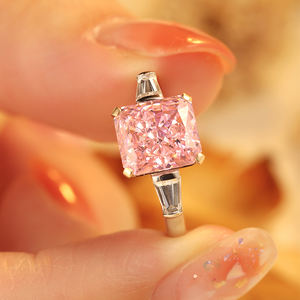 Real Wit Goud Pure 9K Solid <span class=keywords><strong>Gold</strong></span> Radiant 2 Carat Gesimuleerde Roze Diamant Trouwringen - Product Image 5