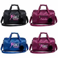 Sac de danse personnalisé avec monogramme et logo brodé du nom de l'équipe, sac de sport mini scintillant bleu royal, sac de sport scintillant pour filles