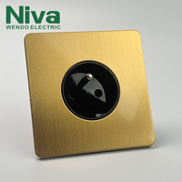 Niva prise française EU Standard luxe Vintage panneau en acier inoxydable interrupteurs et prises d'éclairage mural