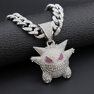 Nuovo Arrivo Collana Hip Hop Gengar con Catena Cuban Link da 13mm e Ciondolo Bling Piccolo Mostro in 3 Colori, Regalo da Uomo, Gioielli in Lega - Product Image 4