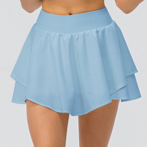 Jupe de sport décontractée pour femme, taille européenne OEM, légère, 3 couches, ourlet irrégulier, short intégré, poche, tennis - Product Image 4