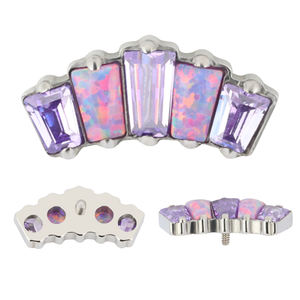 ASTM F136 titanio 4 oblongo CZ Blaze Set curva superior 16G internamente roscado Labret pendiente - Product Image 5