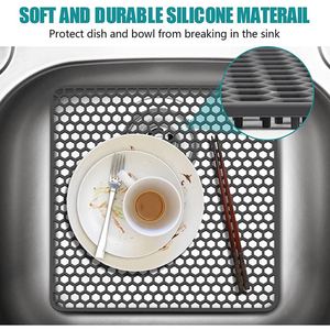 New Design Foldable Silicone <b>Sink</b> Drip <b>Mat</b> Durable <b>Kitchen</b> <b>Sink</b> Drain Silicon <b>Mat</b> Protector Pad for Bottom - Product Image 4