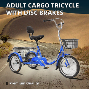 Triciclo per Adulti Monovelocità, Bici a Tre Ruote <span class=keywords><strong>Mini</strong></span> Cargo con Cerchi in Alluminio, Capacità di Carico 200kg, Veicolo per Anziani - Product Image 3