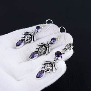 Pendentif artisanal en argent sterling 925 avec améthyste classique en forme de poire, serti clos, personnalisable, cadeau de Noël pour femme - Product Image 2