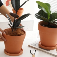 Mini pots de cactus succulents en terre cuite en argile avec soucoupe attachée au trou de drainage pour la décoration de la maison de jardin Pot de fleur fonctionnel