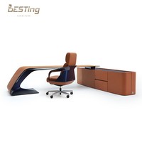 Villa italienne moderne et luxueuse au design mobilier de bureau à domicile pour appartement bureau en cuir orange et fibre de carbone