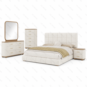 Juego de Muebles de Dormitorio Moderno con Cama Queen Acolchada, Diseño Contemporáneo, Cómoda y Armario para el Hogar - Product Image 3