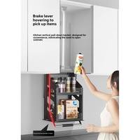 Cesto de Armazenamento Moderno em Aço Inoxidável para Armário de Cozinha com Dispositivo de Elevação Manual, Impermeável, à Prova de Ferrugem e Ecológico