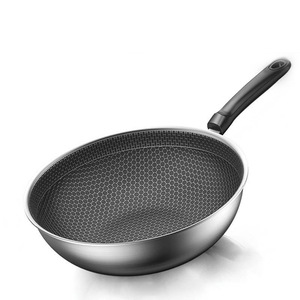 กระทะสเตนเลส Xinrong แบบไม่ติดกระทะ 304 สำหรับเตาแก๊สและเตาแม่เหล็กไฟฟ้า กระทะทำอาหารสำหรับใช้ในครัวเรือน - Product Image 3