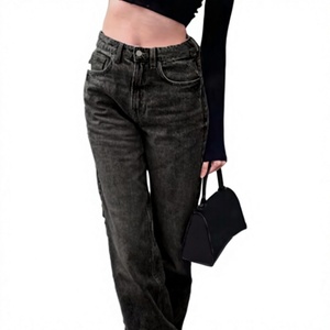Jeans de Mezclilla de Cintura Alta y Pierna Recta para Mujer, Corte Regular, Sin Elástico, Lavado a la Piedra, para Uso Diario Informal, Marca TRIBON SPORTS - Product Image 1