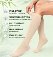 Chaussettes de compression graduée en viscose de bambou, hauteur genou, avec bande large et bout sans couture, pour infirmières, voyage, course et bureau