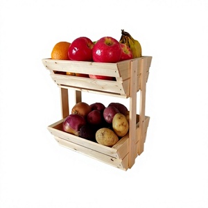 Cesta de madera de diseño fantástico para verduras y frutas con dos niveles, calidad premium, cesta de almacenamiento más vendida - Product Image 1